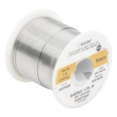 Rollo de Soldadura / 63% Sn 37% Pb / 0.031" (0.80 mm) / 454 g / Flujo 44% / No Requiere Limpieza