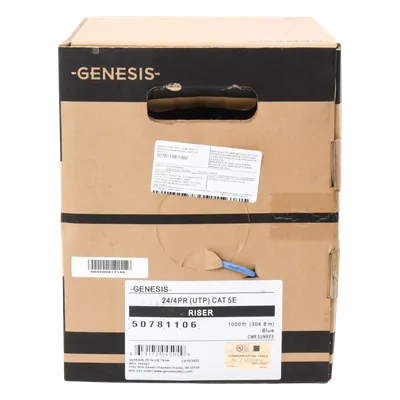 Bobina de Cable Par Trenzado / CAT 5e / CMR / 305m (1000 pies) / 4 Pares / Cobre Sólido AWG 24 / Azul / -20°C a 75°C