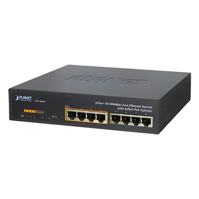 Switch no administrable PoE de 8 puertos 10/100 Mbps con 4 puertos PoE 802.3af