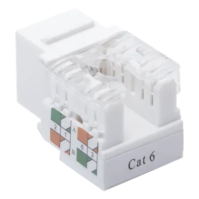 Módulo Jack Keystone / Cat6 / Clase E / Terminación 110 Punchdown / RJ45 / Sin Blindaje / Color Blanco