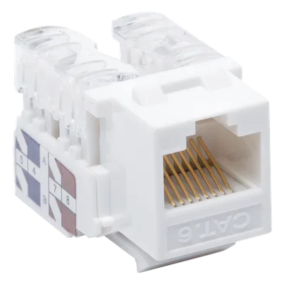 Módulo Jack Keystone / Cat6 / Clase E / Terminación 110 Punchdown / RJ45 / Sin Blindaje / Color Blanco