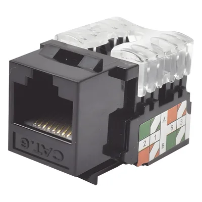 Módulo Jack Keystone / Cat6 / Terminación 110 Punchdown / RJ45 Sin Blindaje / T568A-B / Color Negro