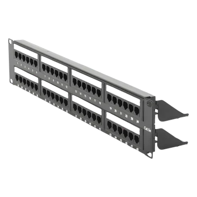 Panel de Parcheo de Impacto / 48 Puertos / Cat5e / 19 Pulgadas (48.26 cm) / 2U / T568A/T568B / Barra Organizadora