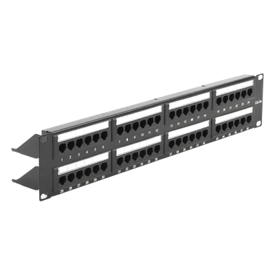 Panel de Parcheo de Impacto / 48 Puertos / Cat5e / 19 Pulgadas (48.26 cm) / 2U / T568A/T568B / Barra Organizadora