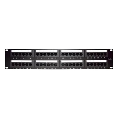 Panel de Parcheo de Impacto / 48 Puertos / Cat5e / 19 Pulgadas (48.26 cm) / 2U / T568A/T568B / Barra Organizadora
