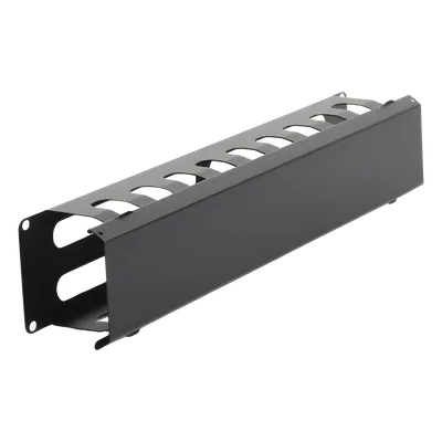 Organizador de Cables Horizontal / 2U para Rack 19" / Capacidad 125 Cables Cat5 / Cubierta Metálica / Acero con Pintura Electrostática
