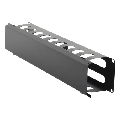 Organizador de Cables Horizontal / 2U para Rack 19" / Capacidad 125 Cables Cat5 / Cubierta Metálica / Acero con Pintura Electrostática