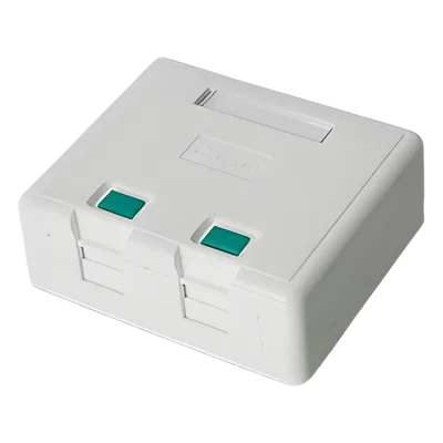 Caja de Pared / 2 Puertos Keystone / UL 94V-0 / Montaje Superficial Vertical / Incluye Kit de Herramientas