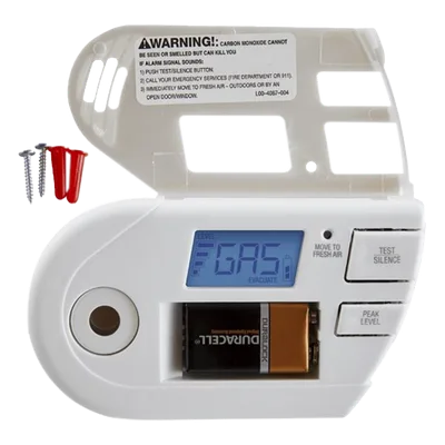 Detector Combo de Combinación de Gases Explosivos: Metano (GN), Propano (LP) y Monóxido de Carbono (CO), Con Pantalla Digital Retroiluminada, 120 Vca y Batería de Respaldo