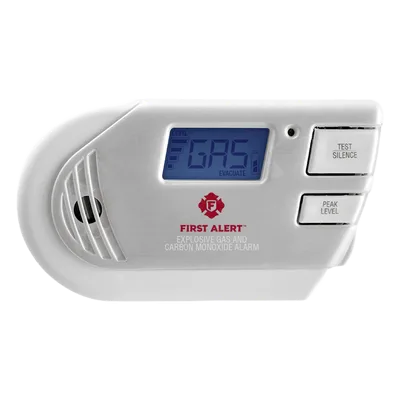 Detector Combo de Combinación de Gases Explosivos: Metano (GN), Propano (LP) y Monóxido de Carbono (CO), Con Pantalla Digital Retroiluminada, 120 Vca y Batería de Respaldo