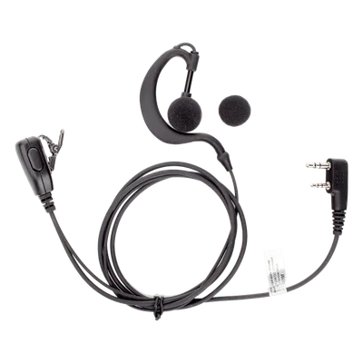 Micrófono-Audífono Profesional / Gancho Ajustable Tipo G / PTT de Solapa / Compatible Kenwood y TXPRO / Cable Kevlar Reforzado