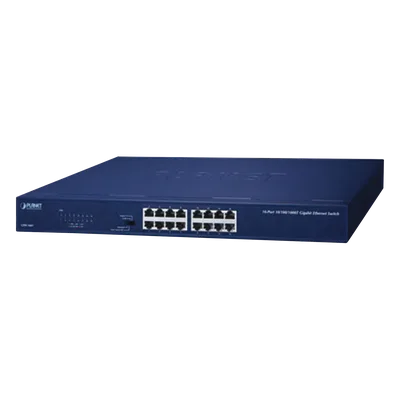 Switch / 16 Puertos Gigabit / 32 Gbps Switch Fabric / Modo Extendido 200 m (656 ft) / 1U Rack / 9,4 W