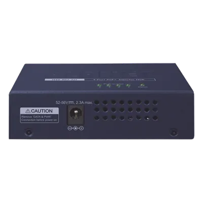 Inyector PoE / 4 Puertos Gigabit / 802.3af/at / 30 W por Puerto / 52 V CC / 0 a 50 °C / 26x70x97 mm