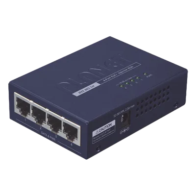Inyector PoE / 4 Puertos Gigabit / 802.3af/at / 30 W por Puerto / 52 V CC / 0 a 50 °C / 26x70x97 mm