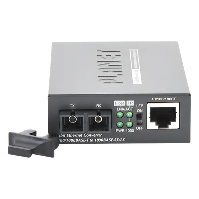 Convertidor de Medios / 1000 Mbps / Fibra Óptica Mono-Modo / 20 km (12.4 mi) / Conector SC / RJ45 Auto-MDI/MDI-X