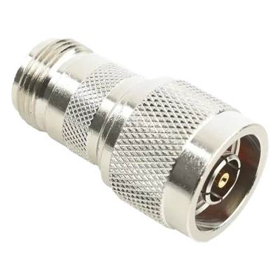 Adaptador en Línea, de Conector N Macho Inverso a N Hembra, Níquel/ Oro/ Teflón.