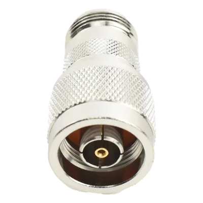 Adaptador en Línea, de Conector N Macho Inverso a N Hembra, Níquel/ Oro/ Teflón.