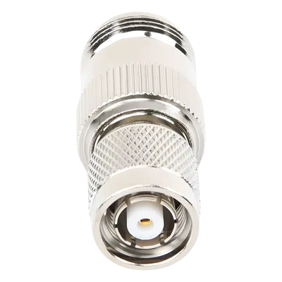 Adaptador RF en Línea / TNC Macho Inverso a N Hembra / Cuerpo Bronce Niquelado / Contacto Oro / Aislante Teflón