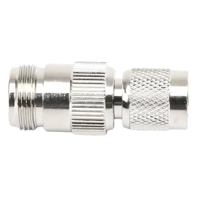 Adaptador RF en Línea / TNC Macho Inverso a N Hembra / Cuerpo Bronce Niquelado / Contacto Oro / Aislante Teflón