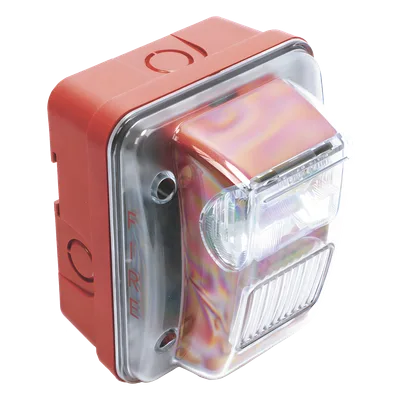Sirena Estrobo / Intemperie / Montaje Muro / 75 cd / 70-100 dBA / 16-33 VCC / 4.72 x 5.75 x 4.17 in