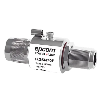 Protector de Línea Coaxial, tipo tubo de gas y paso de C.D., para 0-2.5 GHz, 750W y 0.2 dB de Perdida por Inserción