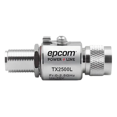 Protector de Línea Coaxial, tipo tubo de gas y paso de C.D., para 0-2.5 GHz, 750W y 0.2 dB de Perdida por Inserción