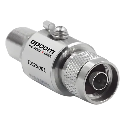 Protector de Línea Coaxial, tipo tubo de gas y paso de C.D., para 0-2.5 GHz, 750W y 0.2 dB de Perdida por Inserción
