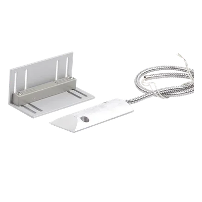 Contacto Magnético para Piso Uso Rudo / GAP 75 mm (3 in) / Cable Blindado 55 cm / 12 VCC / 0.5 A / Placa de Montaje en L