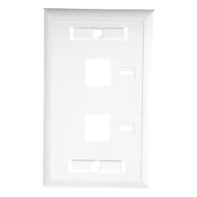 Placa de Pared Keystone / 2 Puertos / Vertical / Policarbonato Retardante de Flama / Espacio para Etiqueta