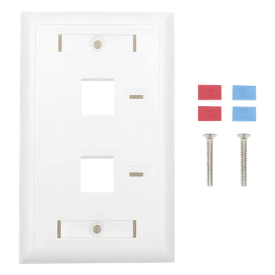 Placa de Pared Keystone / 2 Puertos / Vertical / Policarbonato Retardante de Flama / Espacio para Etiqueta
