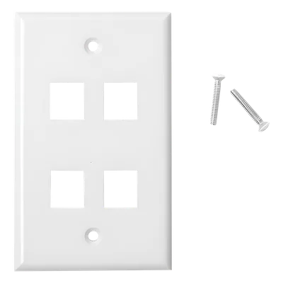 Placa de Pared / 4 Puertos Keystone / Montaje Vertical / 70 x 115 mm / 2.75 x 4.52 ft / Blanco