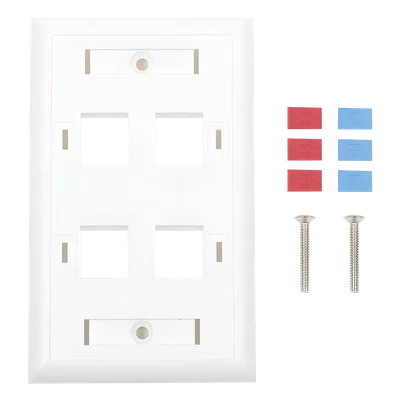 Placa de Pared Keystone / 4 Puertos / Espacio para Etiqueta / UL 94V-0 / 70 x 115mm (2.75' x 4.52')