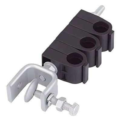 Sujetador de cables / 3x coaxial 1/2 pulgada / Acero inoxidable 304 / Instalación angular / -40°C a +85°C / 0.1 dB retorno