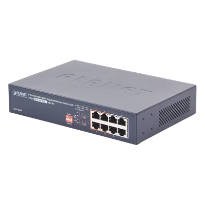 Switch PoE no Administrable, 8 Puertos 10/100/1000 Mbps con 4 Puertos PoE 802.3af/at, Modo Extender Hasta 250 mts