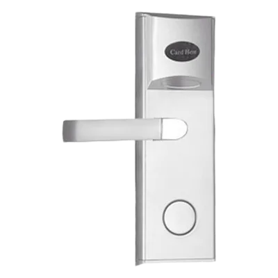 Cerradura Electrónica para Hotel / Lector MIFARE 13.56 MHz / 5 Pestillos / Acero Inoxidable / 224 Eventos / 4 Baterías AA / Puerta Izquierda / 35-55 mm