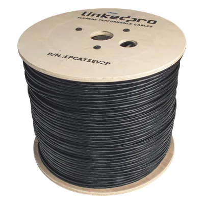 Bobina de Cable Siamés Cat5e CCA + 2 Cables Gruesos (16 AWG) / 305 m (1000 ft) / Exterior / Industrial para Climas Extremos