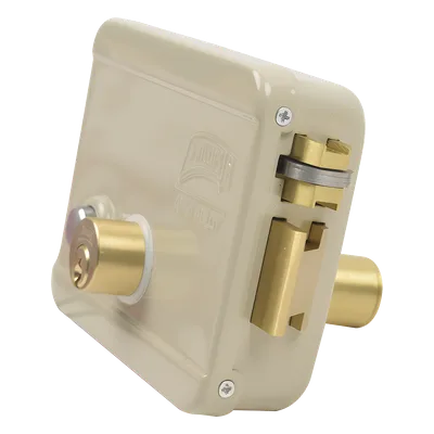 Cerradura Eléctrica / Doble Cerrojo / 12 VCC/VCA / 4 A Máx. / Botón Integrado / Exterior / Derecha