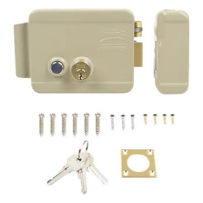 Cerradura Eléctrica / Doble Cerrojo / 12 VCC/VCA / 4 A Máx. / Botón Integrado / Exterior / Derecha