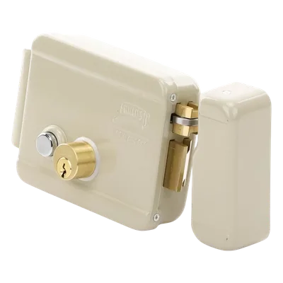 Cerradura Eléctrica / Doble Cerrojo / 12 VCC/VCA / 4 A Máx. / Botón Integrado / Exterior / Derecha