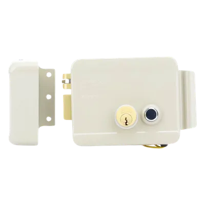 Cerradura Eléctrica / Doble Cerrojo / 12 VCC/VCA / Consumo 2 A/4 A / Botón Integrado / Izquierda / Exterior