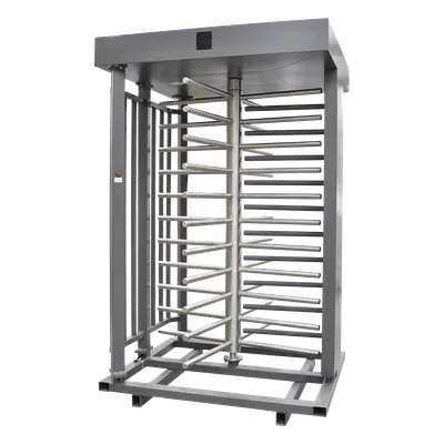Torniquete de Cuerpo Completo / 4 Ejes de Seguridad / Rotación 90° / Paso 25 Personas/min / Emergencia 40 Personas/min / Interior/Exterior con Techo / 110 VCA / Acero Inoxidable con Pintura Gris