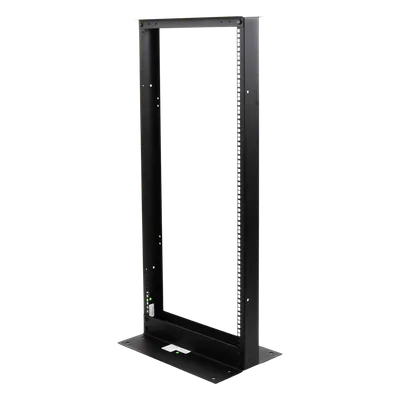 Rack de 2 Postes / 24 UR / 19" EIA-310D / Carga 460 kg / Base L para Piso / Acero Cal. 11 y 14