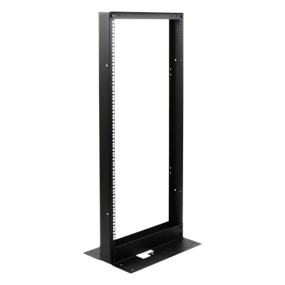 Rack de 2 Postes / 24 UR / 19" EIA-310D / Carga 460 kg / Base L para Piso / Acero Cal. 11 y 14