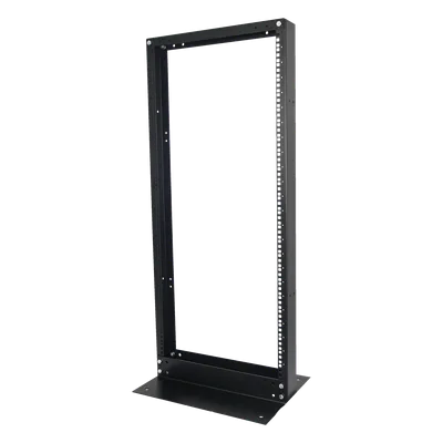 Rack de 2 Postes / 24 UR / 19" EIA-310D / Carga 460 kg / Base L para Piso / Acero Cal. 11 y 14