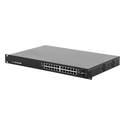 Switch administrable / 24 puertos Gigabit PoE+/PoE pasivo 24V / 2 puertos SFP / 250W / 52 Gbps / 38.69 Mpps