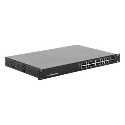 Switch administrable / 24 puertos Gigabit PoE+/PoE pasivo 24V / 2 puertos SFP / 250W / 52 Gbps / 38.69 Mpps