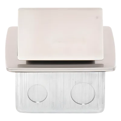 Mini Caja de Piso Rectangular / Acero Inoxidable / 2 Contactos 127V / 15A / 12.4 x 12 x 7.2 cm / 4.88 x 4.72 x 2.83 pulg