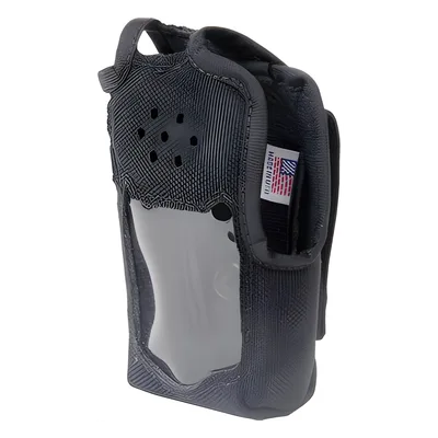 Funda Protectora de Nylon / Lazo Ajustable para Cinto / Capuchón con Broches / Visor Frontal Transparente / Compatible con Radios Icom IC-F50/F60 Series