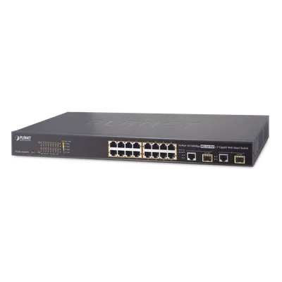 Switch Administrable L2 de 16 Puertos PoE+ y 2 Puertos Compartidos Gigabit TP/SFP