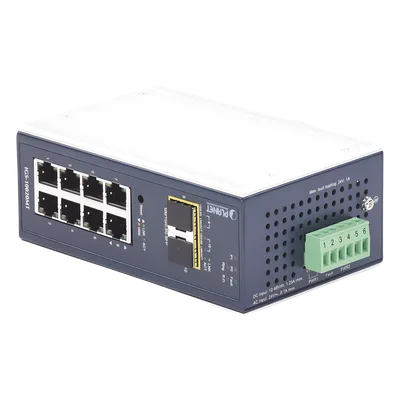 Switch Industrial Administrable Capa 2 / 8 Puertos 10/100/1000T / 2 Puertos SFP 1G/2.5G / IP30 / Relé Alarma 1A / Doble 12-48VDC